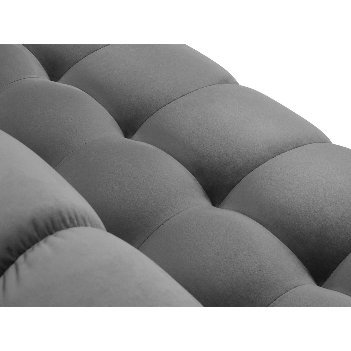 Mamaia 4-Sitzer Ecksofa, Linke Seite, Metallbeine Schwarz, mit Bezug aus Samt (Blu13) in Hellgrau, 293x185 cm – Bild 8