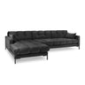 Mamaia 4-Sitzer Ecksofa, Linke Seite, Metallbeine Schwarz, mit Bezug aus Samt (Blu18) in Dunkelgrau, 293x185 cm – Bild 1