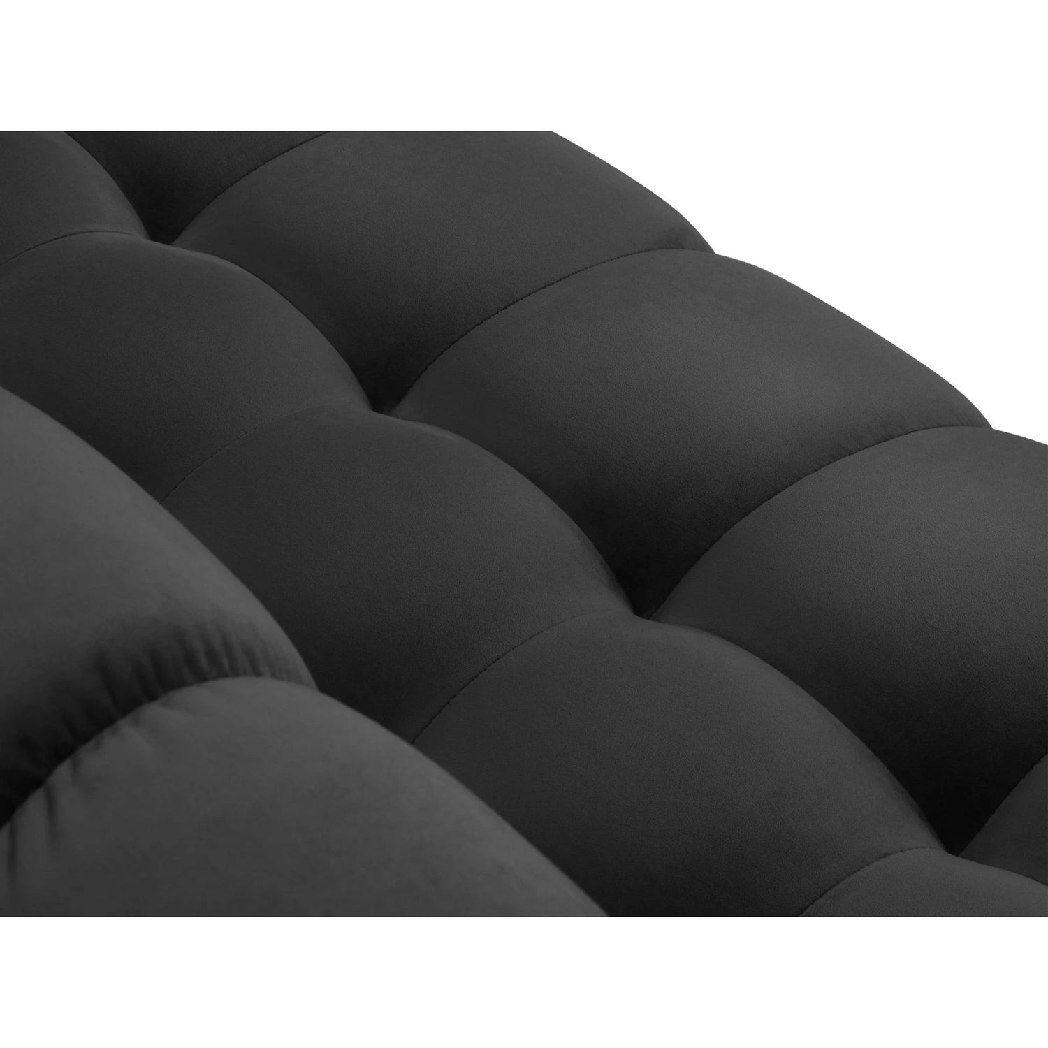 Mamaia 4-Sitzer Ecksofa, Linke Seite, Metallbeine Schwarz, mit Bezug aus Samt (Blu18) in Dunkelgrau, 293x185 cm – Bild 8