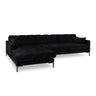 Mamaia 4-Sitzer Ecksofa, Linke Seite, Metallbeine Schwarz, mit Bezug aus Samt (Blu19) in Schwarz, 293x185 cm – Bild 1