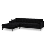Mamaia 4-Sitzer Ecksofa, Linke Seite, Metallbeine Schwarz, mit Bezug aus Samt (Blu19) in Schwarz, 293x185 cm – Bild 4