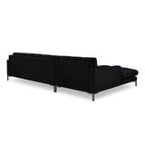 Mamaia 4-Sitzer Ecksofa, Linke Seite, Metallbeine Schwarz, mit Bezug aus Samt (Blu19) in Schwarz, 293x185 cm – Bild 5