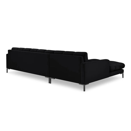 Mamaia 4-Sitzer Ecksofa, Linke Seite, Metallbeine Schwarz, mit Bezug aus Samt (Blu19) in Schwarz, 293x185 cm – Bild 5