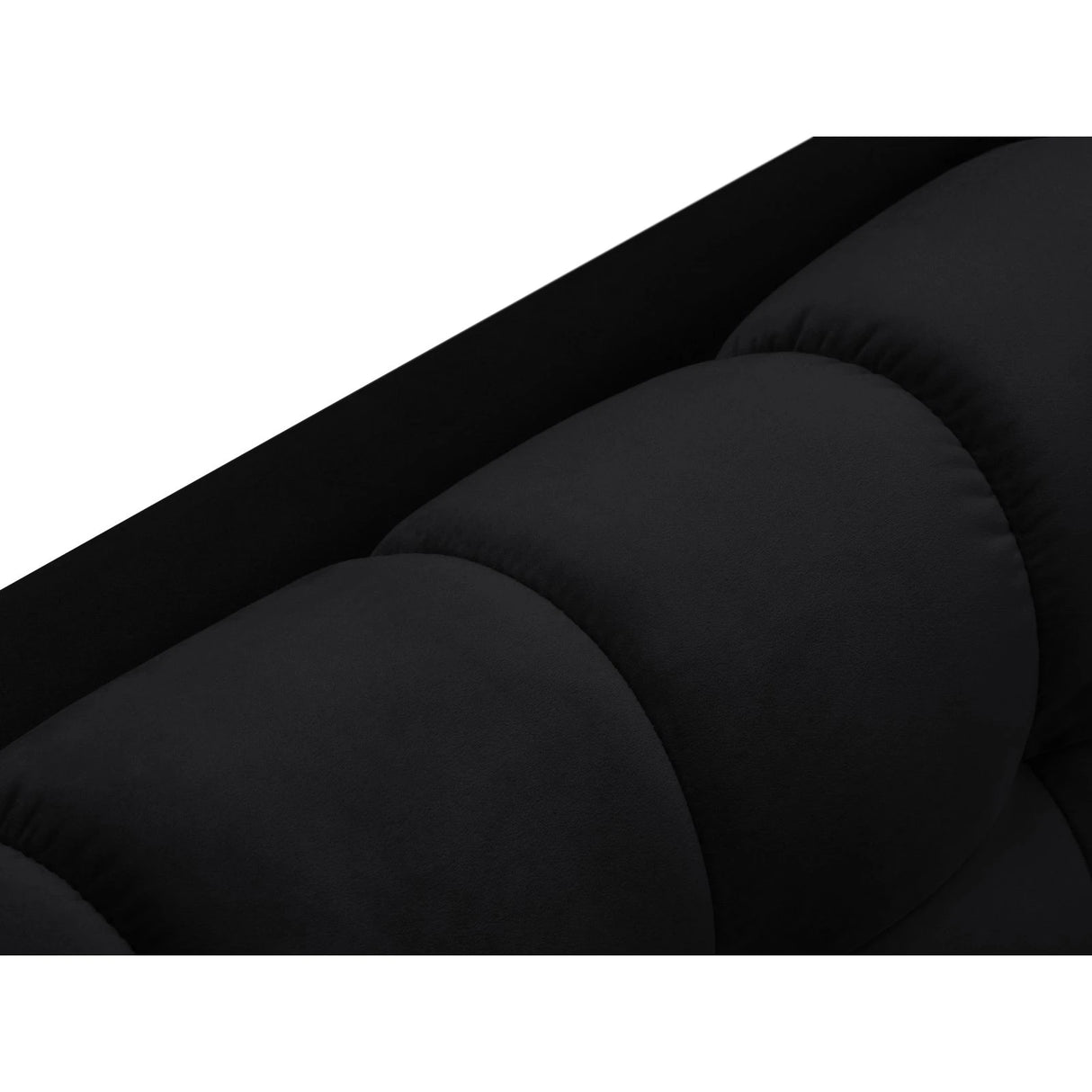 Mamaia 4-Sitzer Ecksofa, Linke Seite, Metallbeine Schwarz, mit Bezug aus Samt (Blu19) in Schwarz, 293x185 cm – Bild 7