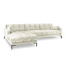Mamaia 4-Sitzer Ecksofa, Linke Seite, Metallbeine Schwarz, mit Bezug aus Samt (Blu22) in Leichtes Beige, 293x185 cm – Bild 1