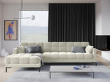 Mamaia 4-Sitzer Ecksofa, Linke Seite, Metallbeine Schwarz, mit Bezug aus Samt (Blu22) in Leichtes Beige, 293x185 cm – Bild 2