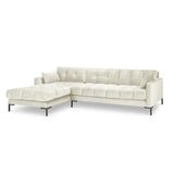Mamaia 4-Sitzer Ecksofa, Linke Seite, Metallbeine Schwarz, mit Bezug aus Samt (Blu22) in Leichtes Beige, 293x185 cm – Bild 4