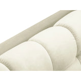 Mamaia 4-Sitzer Ecksofa, Linke Seite, Metallbeine Schwarz, mit Bezug aus Samt (Blu22) in Leichtes Beige, 293x185 cm – Bild 7