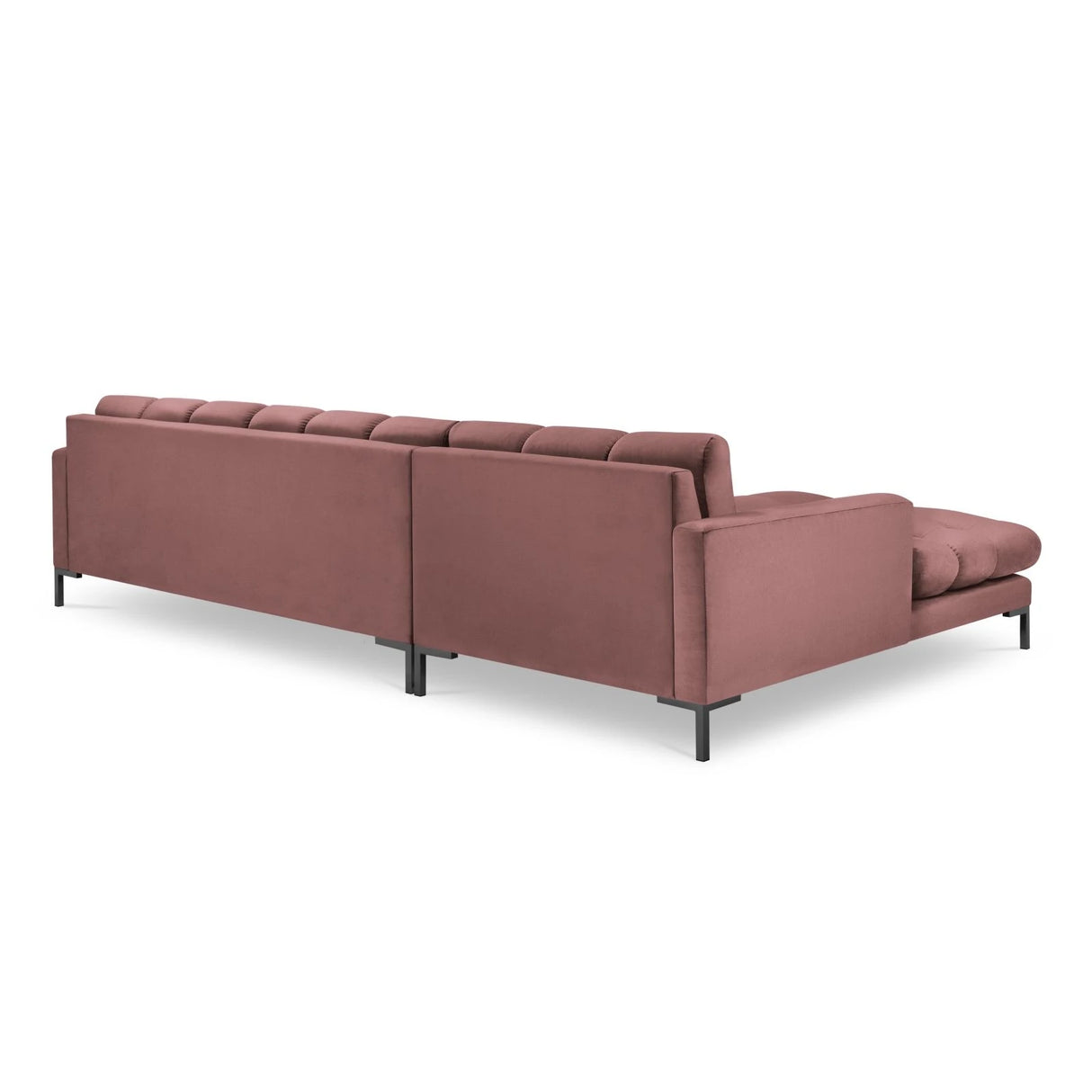 Mamaia 4-Sitzer Ecksofa, Linke Seite, Metallbeine Schwarz, mit Bezug aus Samt (Blu52) in Rosa, 293x185 cm – Bild 5