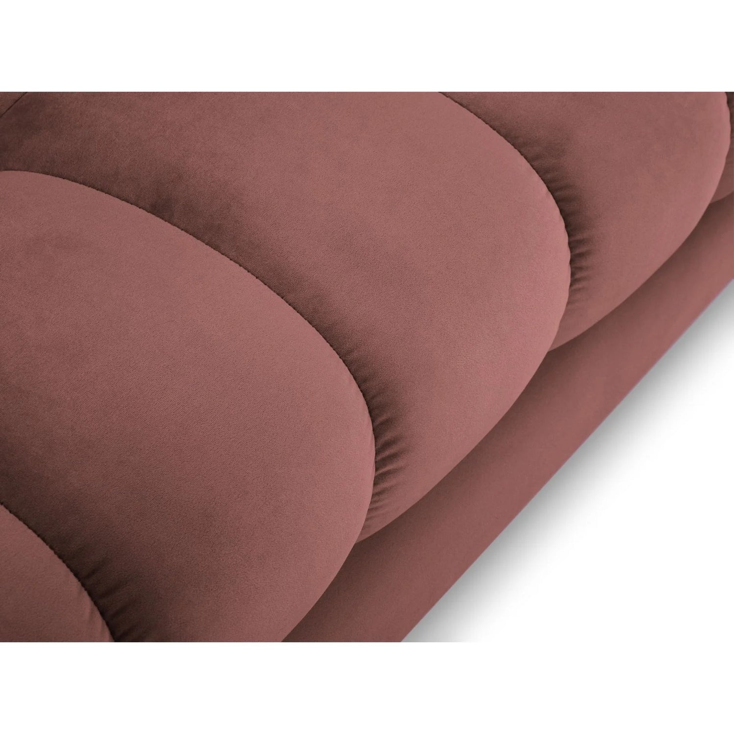 Mamaia 4-Sitzer Ecksofa, Linke Seite, Metallbeine Schwarz, mit Bezug aus Samt (Blu52) in Rosa, 293x185 cm – Bild 6