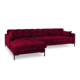 Mamaia 4-Sitzer Ecksofa, Linke Seite, Metallbeine Schwarz, mit Bezug aus Samt (Blu59) in Rot, 293x185 cm – Bild 1