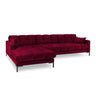 Mamaia 4-Sitzer Ecksofa, Linke Seite, Metallbeine Schwarz, mit Bezug aus Samt (Blu59) in Rot, 293x185 cm – Bild 1