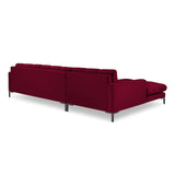 Mamaia 4-Sitzer Ecksofa, Linke Seite, Metallbeine Schwarz, mit Bezug aus Samt (Blu59) in Rot, 293x185 cm – Bild 5