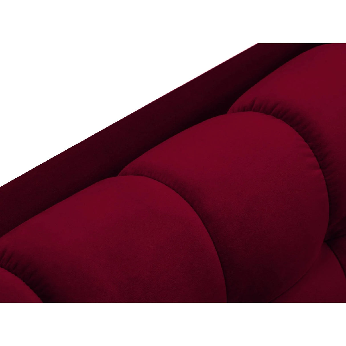 Mamaia 4-Sitzer Ecksofa, Linke Seite, Metallbeine Schwarz, mit Bezug aus Samt (Blu59) in Rot, 293x185 cm – Bild 7