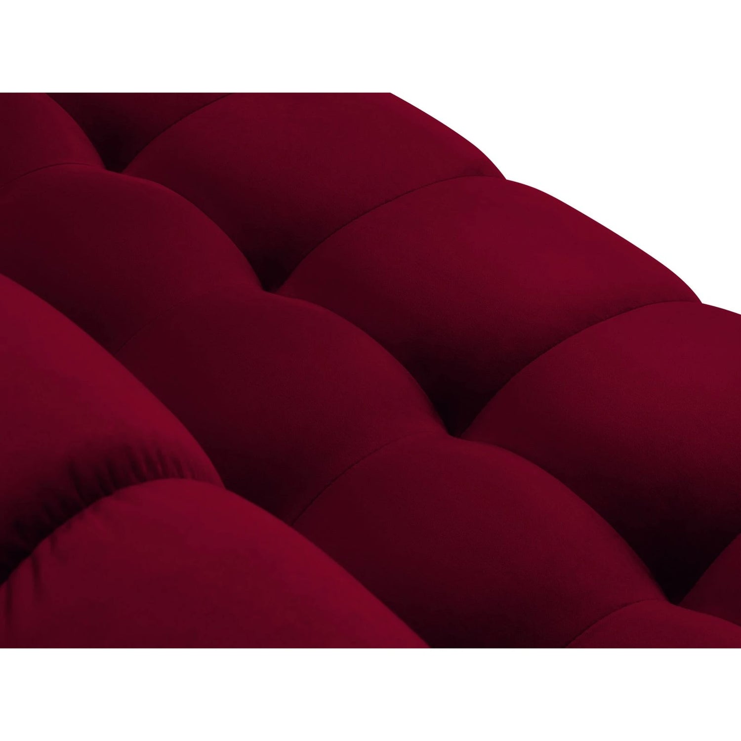 Mamaia 4-Sitzer Ecksofa, Linke Seite, Metallbeine Schwarz, mit Bezug aus Samt (Blu59) in Rot, 293x185 cm – Bild 8