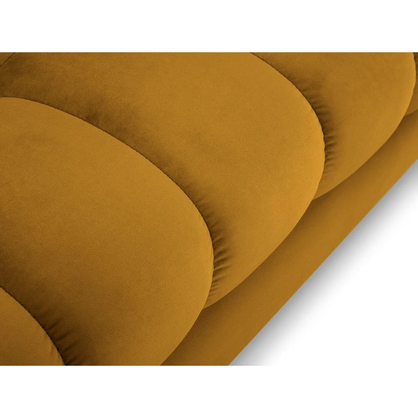 Mamaia 4-Sitzer Ecksofa, Linke Seite, Metallbeine Schwarz, mit Bezug aus Samt (Blu68) in Gelb, 293x185 cm – Bild 6