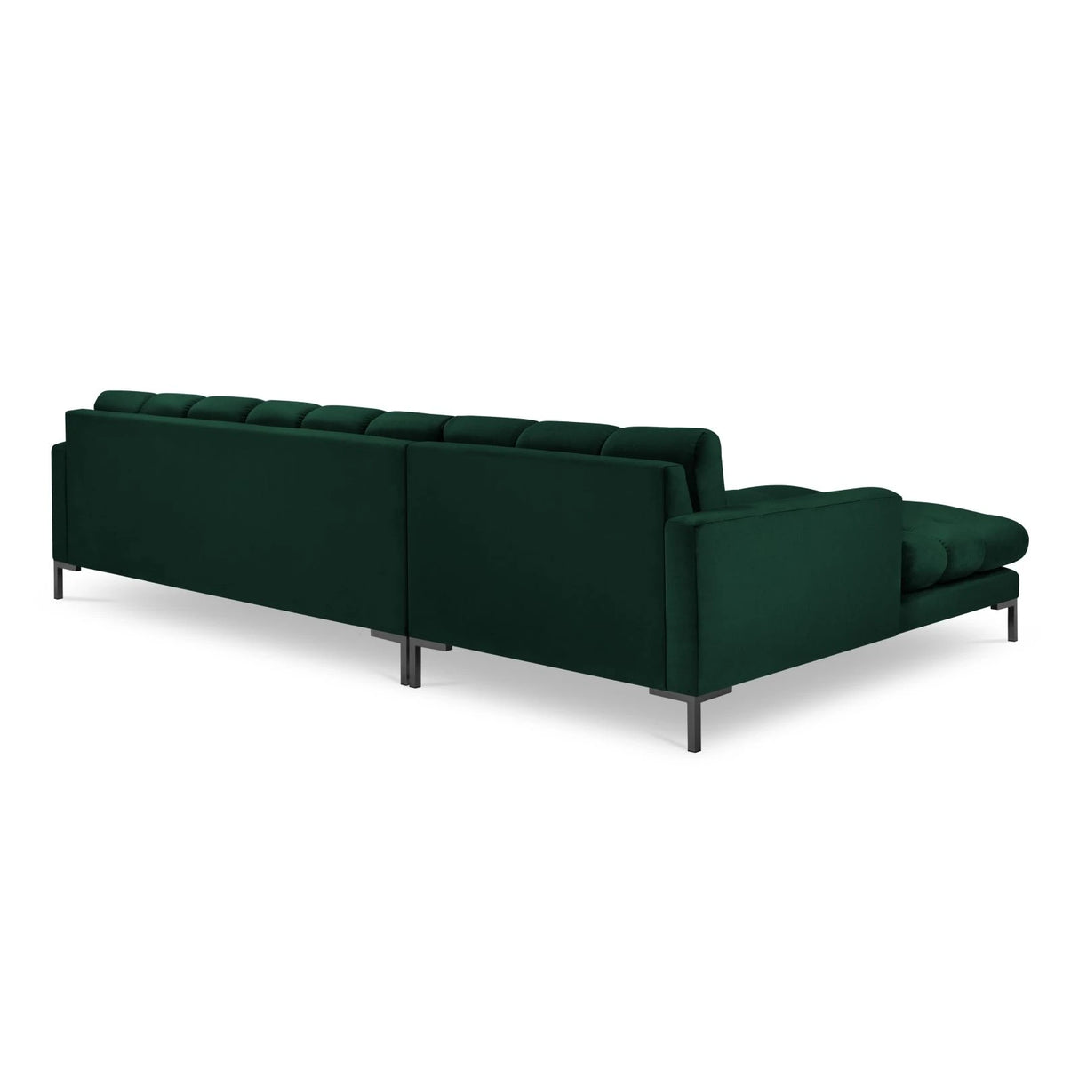 Mamaia 4-Sitzer Ecksofa, Linke Seite, Metallbeine Schwarz, mit Bezug aus Samt (Blu78) in Flaschengrün, 293x185 cm – Bild 5