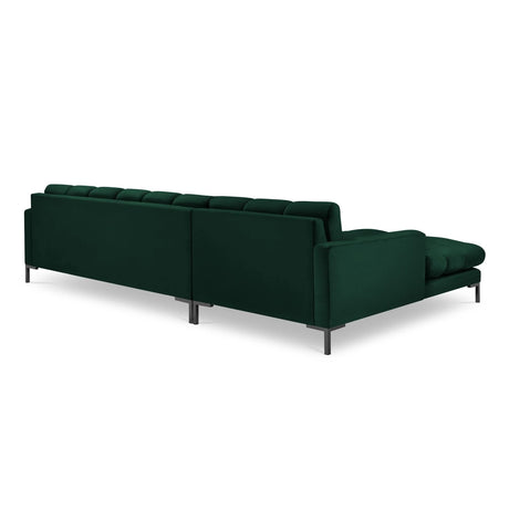 Mamaia 4-Sitzer Ecksofa, Linke Seite, Metallbeine Schwarz, mit Bezug aus Samt (Blu78) in Flaschengrün, 293x185 cm – Bild 5