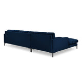 Mamaia 4-Sitzer Ecksofa, Linke Seite, Metallbeine Schwarz, mit Bezug aus Samt (Blu86) in Königsblau, 293x185 cm – Bild 5