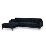Mamaia 4-Sitzer Ecksofa, Linke Seite, Metallbeine Schwarz, mit Bezug aus Samt (Blu89) in Dunkelblau, 293x185 cm – Bild 4