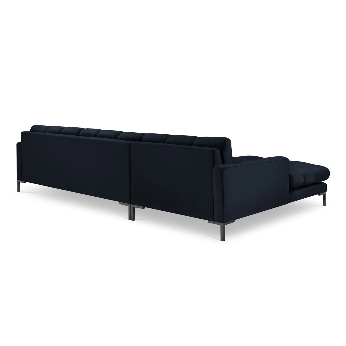 Mamaia 4-Sitzer Ecksofa, Linke Seite, Metallbeine Schwarz, mit Bezug aus Samt (Blu89) in Dunkelblau, 293x185 cm – Bild 5