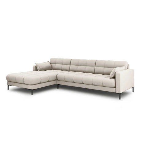Mamaia 4-Sitzer Ecksofa, Linke Seite, Metallbeine Schwarz, mit Bezug aus Strukturierter Stoff (Nev04) in Beige, 293x185 cm – Bild 3