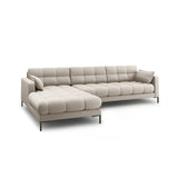 Mamaia 4-Sitzer Ecksofa, Linke Seite, Metallbeine Schwarz, mit Bezug aus Strukturierter Stoff (Nev04) in Beige, 293x185 cm – Bild 4