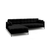 Mamaia 4-Sitzer Ecksofa, Linke Seite, Metallbeine Schwarz, mit Bezug aus Strukturierter Stoff (Nev100) in Schwarz, 293x185 cm – Bild 4