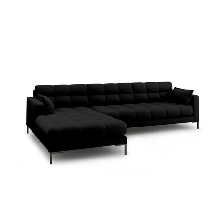 Mamaia 4-Sitzer Ecksofa, Linke Seite, Metallbeine Schwarz, mit Bezug aus Strukturierter Stoff (Nev100) in Schwarz, 293x185 cm – Bild 4