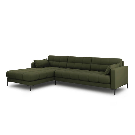 Mamaia 4-Sitzer Ecksofa, Linke Seite, Metallbeine Schwarz, mit Bezug aus Strukturierter Stoff (Nev39) in Grün, 293x185 cm – Bild 3