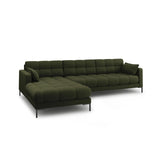 Mamaia 4-Sitzer Ecksofa, Linke Seite, Metallbeine Schwarz, mit Bezug aus Strukturierter Stoff (Nev39) in Grün, 293x185 cm – Bild 4