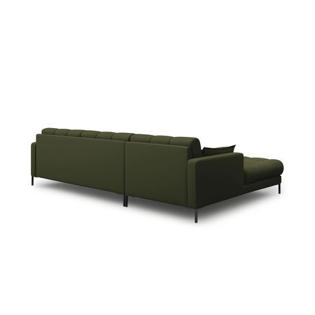 Mamaia 4-Sitzer Ecksofa, Linke Seite, Metallbeine Schwarz, mit Bezug aus Strukturierter Stoff (Nev39) in Grün, 293x185 cm – Bild 5