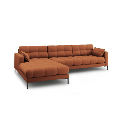 Mamaia 4-Sitzer Ecksofa, Linke Seite, Metallbeine Schwarz, mit Bezug aus Strukturierter Stoff (Nev52) in Ziegel, 293x185 cm – Bild 4