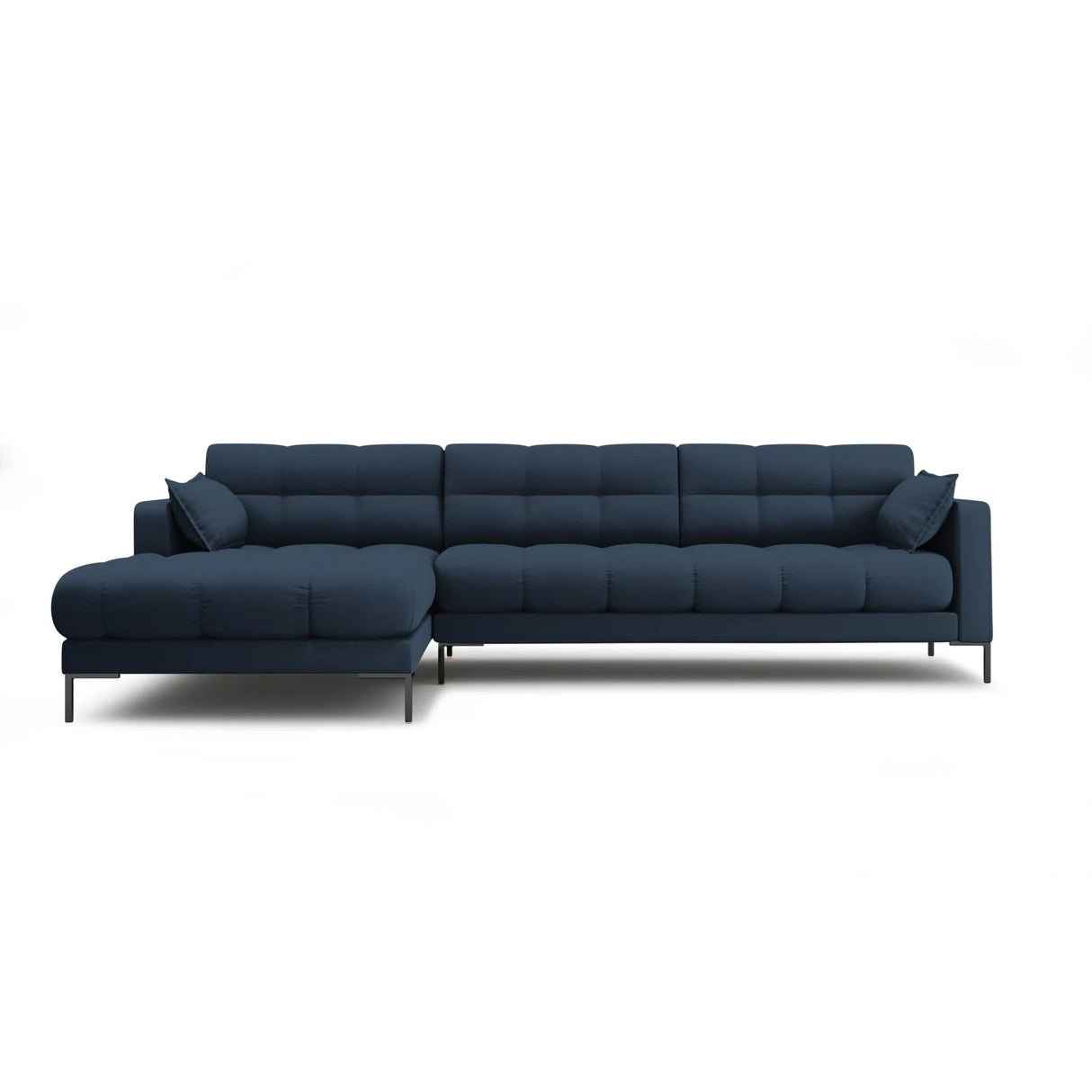 Mamaia 4-Sitzer Ecksofa, Linke Seite, Metallbeine Schwarz, mit Bezug aus Strukturierter Stoff (Nev77) in Blau, 293x185 cm – Bild 1