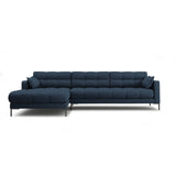 Mamaia 4-Sitzer Ecksofa, Linke Seite, Metallbeine Schwarz, mit Bezug aus Strukturierter Stoff (Nev77) in Blau, 293x185 cm – Bild 1