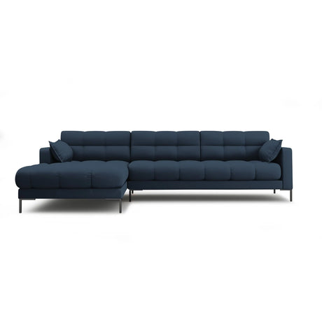Mamaia 4-Sitzer Ecksofa, Linke Seite, Metallbeine Schwarz, mit Bezug aus Strukturierter Stoff (Nev77) in Blau, 293x185 cm – Bild 1