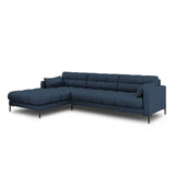 Mamaia 4-Sitzer Ecksofa, Linke Seite, Metallbeine Schwarz, mit Bezug aus Strukturierter Stoff (Nev77) in Blau, 293x185 cm – Bild 3