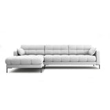 Mamaia 4-Sitzer Ecksofa, Linke Seite, Metallbeine Schwarz, mit Bezug aus Strukturierter Stoff (Nev80) in Hellgrau, 293x185 cm – Bild 1