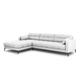 Mamaia 4-Sitzer Ecksofa, Linke Seite, Metallbeine Schwarz, mit Bezug aus Strukturierter Stoff (Nev80) in Hellgrau, 293x185 cm – Bild 3