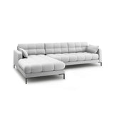 Mamaia 4-Sitzer Ecksofa, Linke Seite, Metallbeine Schwarz, mit Bezug aus Strukturierter Stoff (Nev80) in Hellgrau, 293x185 cm – Bild 4