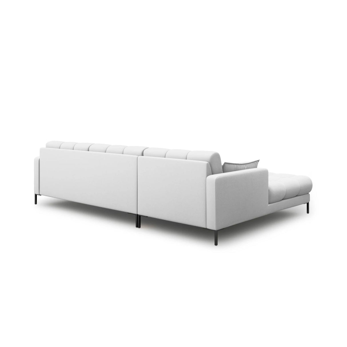 Mamaia 4-Sitzer Ecksofa, Linke Seite, Metallbeine Schwarz, mit Bezug aus Strukturierter Stoff (Nev80) in Hellgrau, 293x185 cm – Bild 5