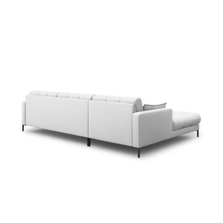 Mamaia 4-Sitzer Ecksofa, Linke Seite, Metallbeine Schwarz, mit Bezug aus Strukturierter Stoff (Nev80) in Hellgrau, 293x185 cm – Bild 5