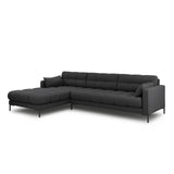 Mamaia 4-Sitzer Ecksofa, Linke Seite, Metallbeine Schwarz, mit Bezug aus Strukturierter Stoff (Nev97) in Dunkelgrau, 293x185 cm – Bild 3