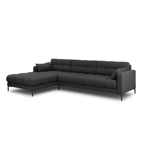 Mamaia 4-Sitzer Ecksofa, Linke Seite, Metallbeine Schwarz, mit Bezug aus Strukturierter Stoff (Nev97) in Dunkelgrau, 293x185 cm – Bild 3