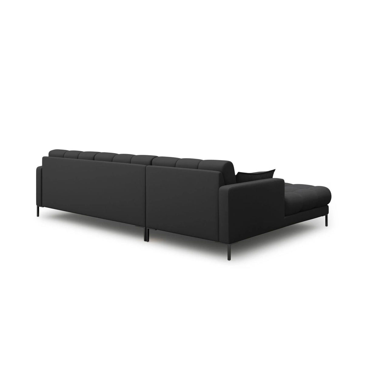 Mamaia 4-Sitzer Ecksofa, Linke Seite, Metallbeine Schwarz, mit Bezug aus Strukturierter Stoff (Nev97) in Dunkelgrau, 293x185 cm – Bild 5