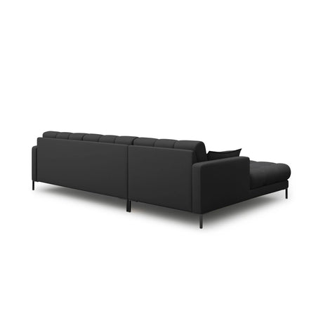 Mamaia 4-Sitzer Ecksofa, Linke Seite, Metallbeine Schwarz, mit Bezug aus Strukturierter Stoff (Nev97) in Dunkelgrau, 293x185 cm – Bild 5