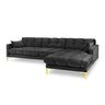 Mamaia 4-Sitzer Ecksofa, Rechte Seite, Beine Goldmetall, mit Bezug aus Samt (Blu18) in Dunkelgrau, 293x185 cm – Bild 1