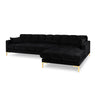 Mamaia 4-Sitzer Ecksofa, Rechte Seite, Beine Goldmetall, mit Bezug aus Samt (Blu19) in Schwarz, 293x185 cm – Bild 1