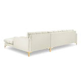 Mamaia 4-Sitzer Ecksofa, Rechte Seite, Beine Goldmetall, mit Bezug aus Samt (Blu22) in Leichtes Beige, 293x185 cm – Bild 5