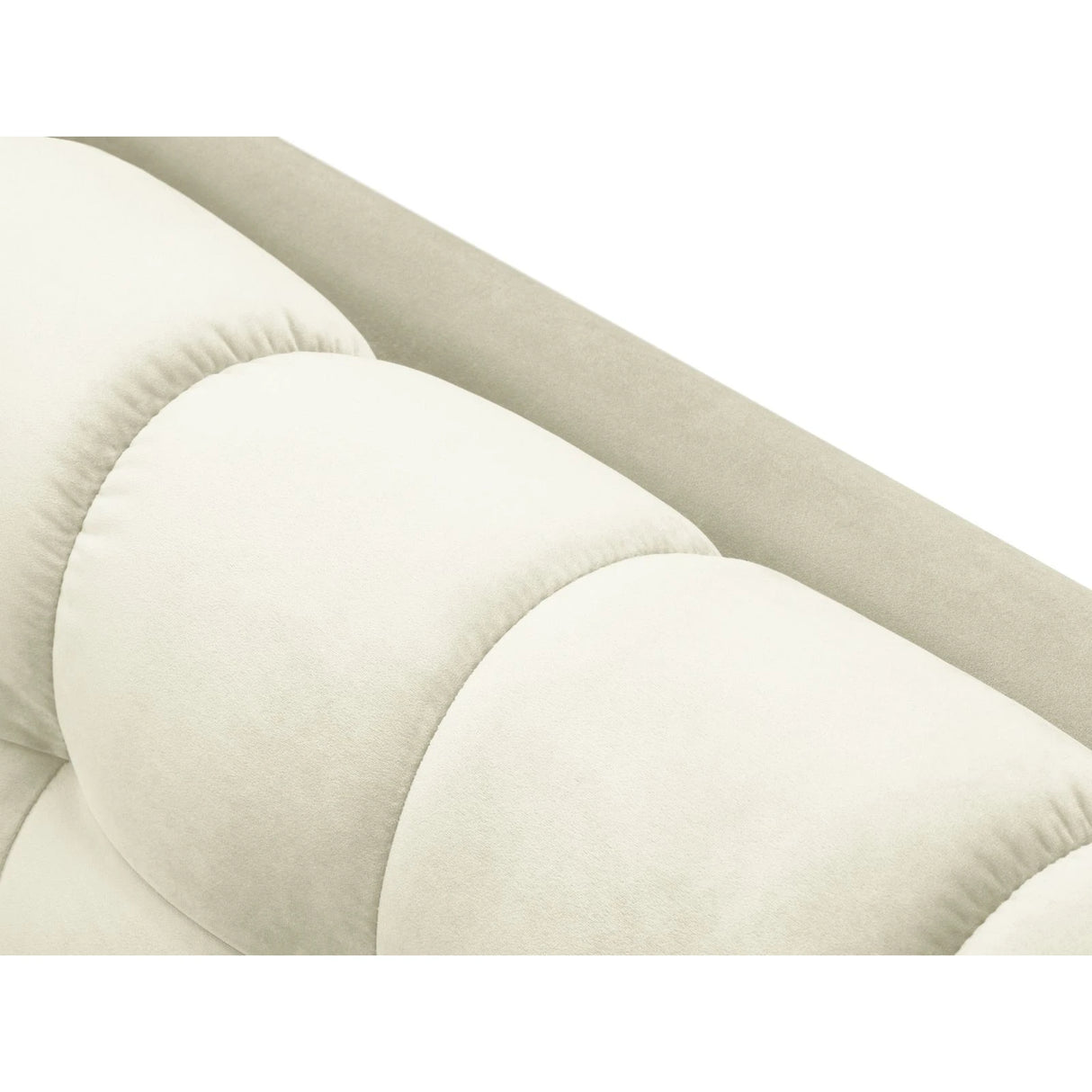 Mamaia 4-Sitzer Ecksofa, Rechte Seite, Beine Goldmetall, mit Bezug aus Samt (Blu22) in Leichtes Beige, 293x185 cm – Bild 7